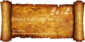 Csiri Lóránt névjegykártya